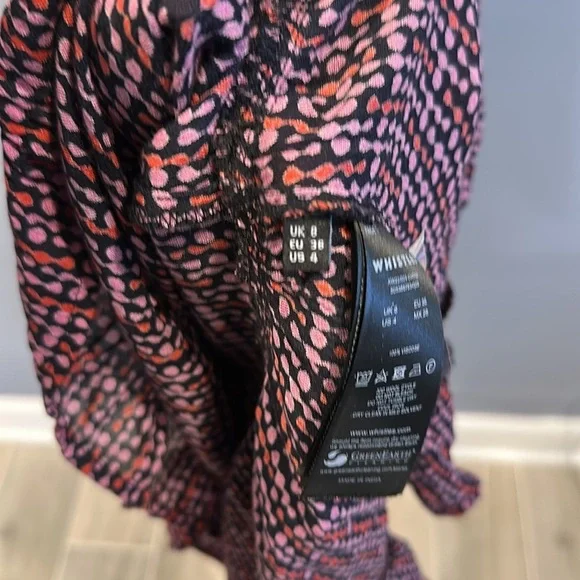 Whistles Multicolour Twist Dot Print Skirt Size 4 Midi Length Purple Viscose - Picture 6 of 8